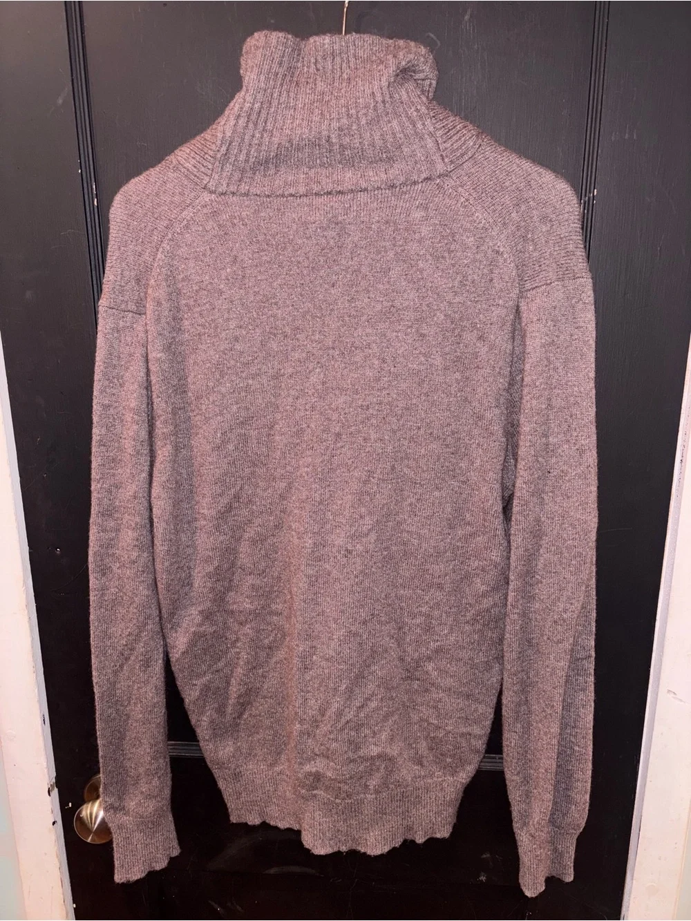 J.Crew Brown Lambswool Blend Shawl Collar Button Mock Neck Sweater Gray Large